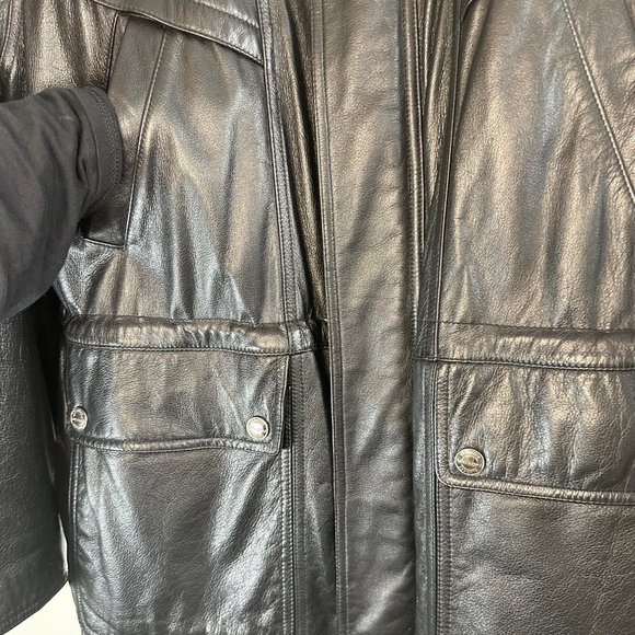 Vintage 90's Oversized Wilsons Leather Black Heavyweight Utility Jacket - Picture 8 of 14